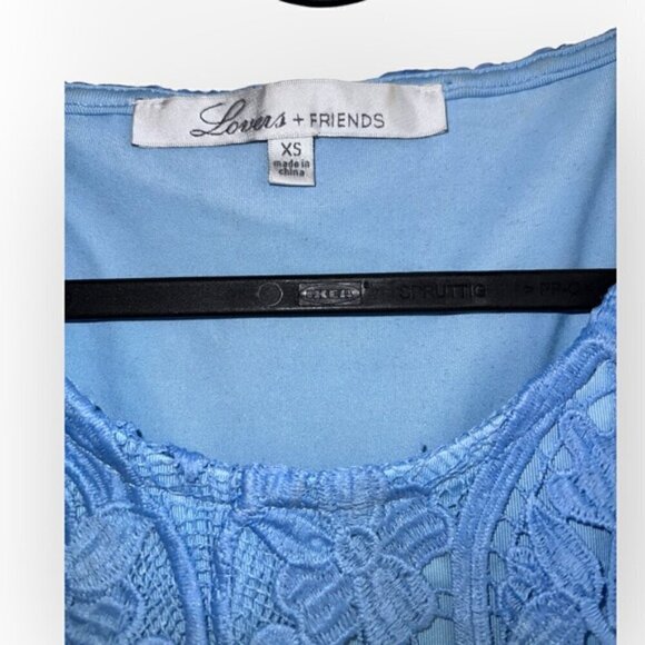Lovers & Friends Daycation Lace Embroidered Boho Crop Top in Crystal Blue XS - Picture 3 of 5